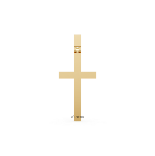 Unisex 14K/18K Yellow gold simple cross pendant necklace for men and women