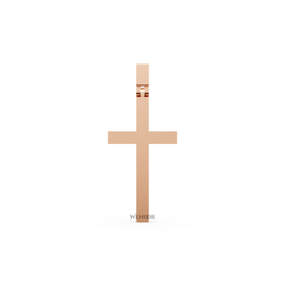 Unisex 14K/18K Yellow gold simple cross pendant necklace for men and women