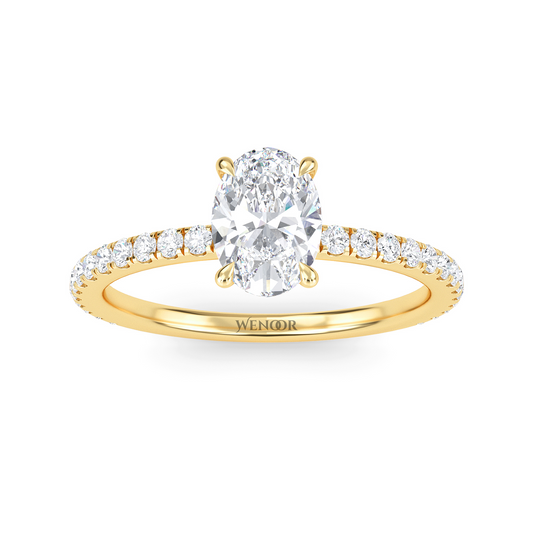 Luxury oval cut lab grown diamond engagement ring in 18K gold