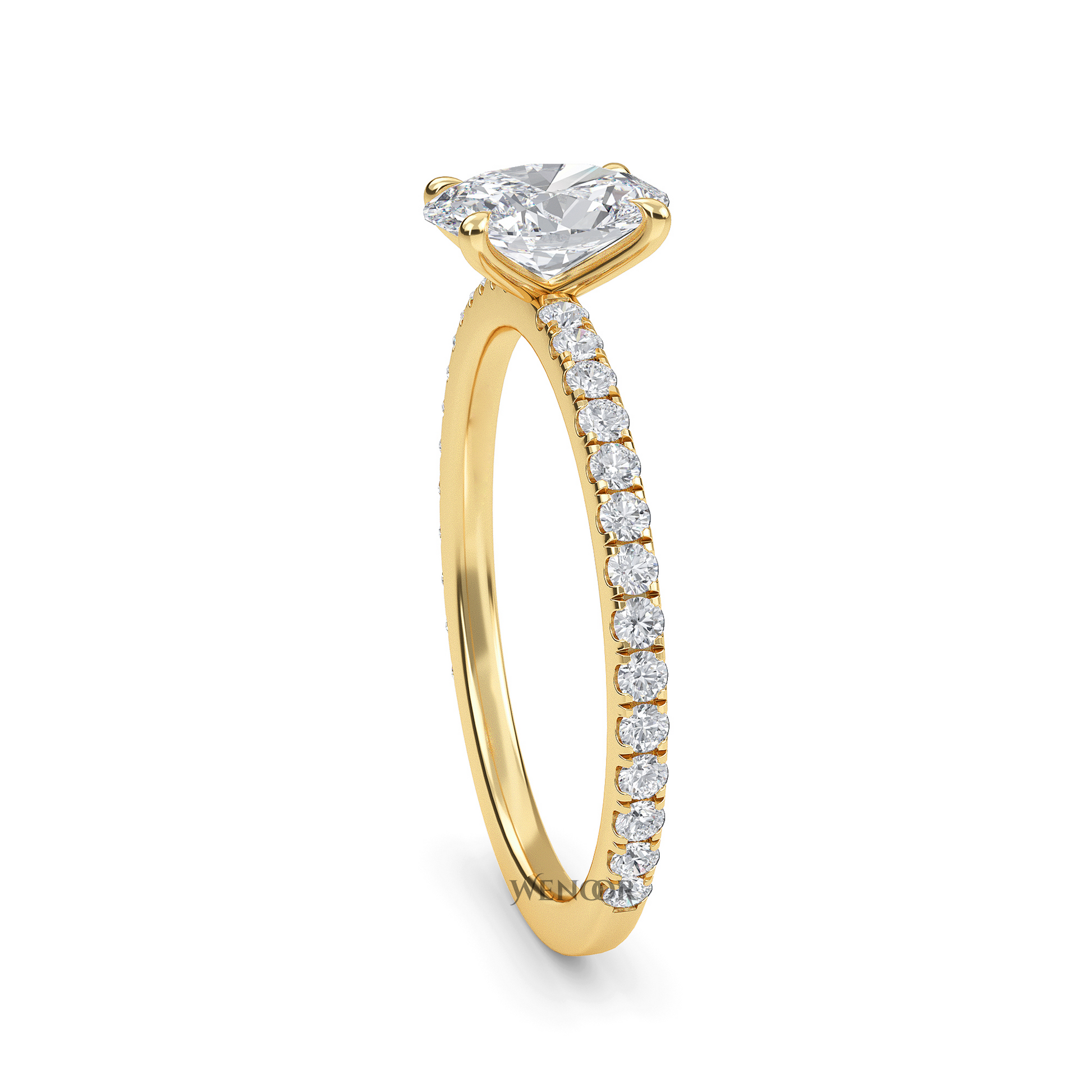 Luxury oval cut lab-grown diamond engagement ring in 18K yellow gold