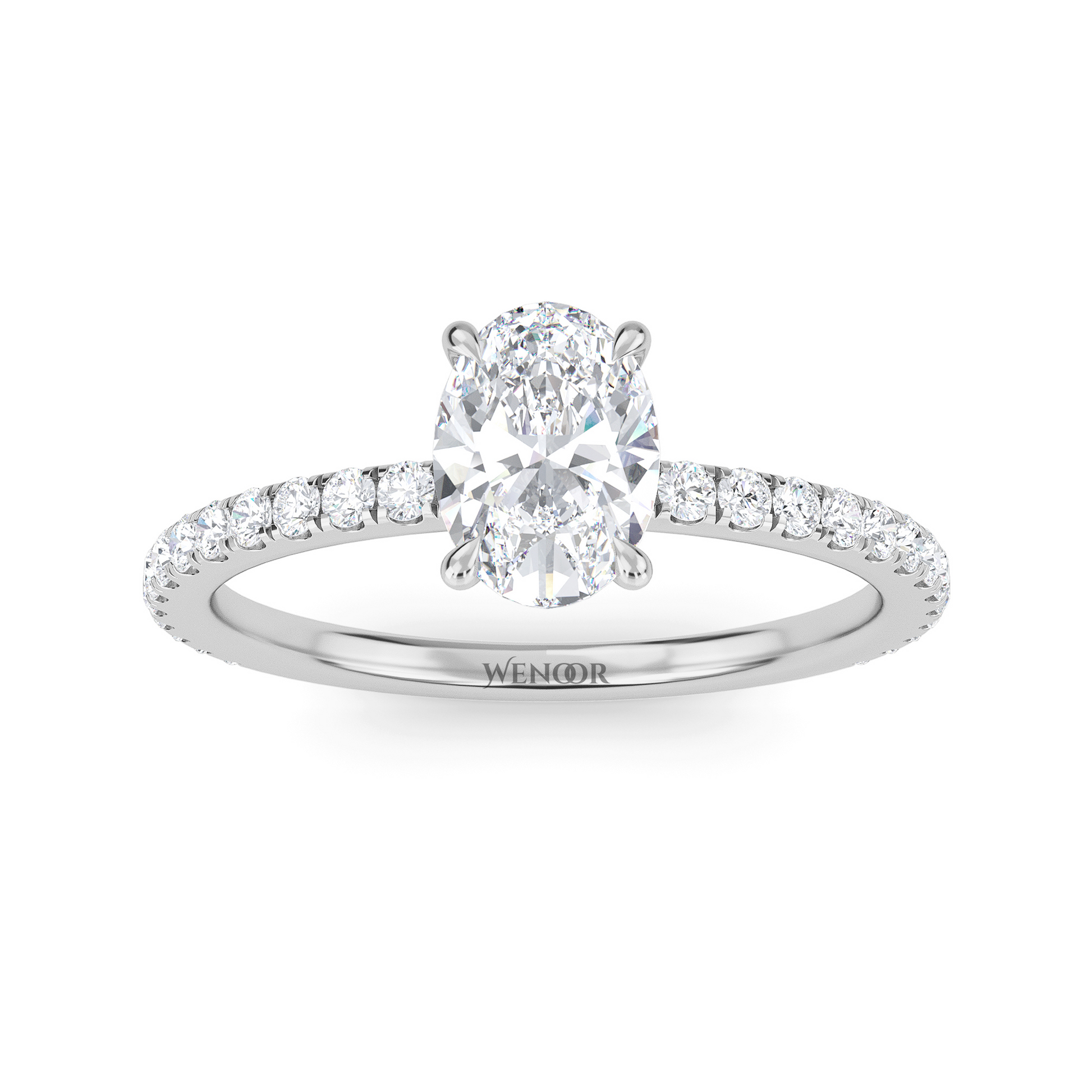 Luxury oval cut lab-grown diamond engagement ring in 18K white gold