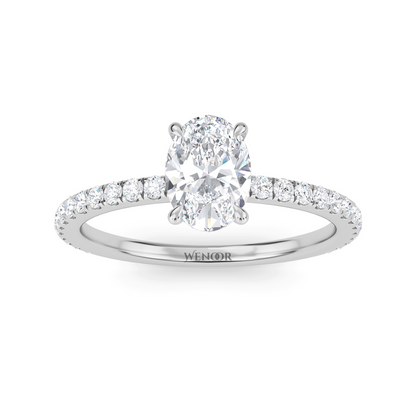 Luxury oval cut lab-grown diamond engagement ring in 18K white gold