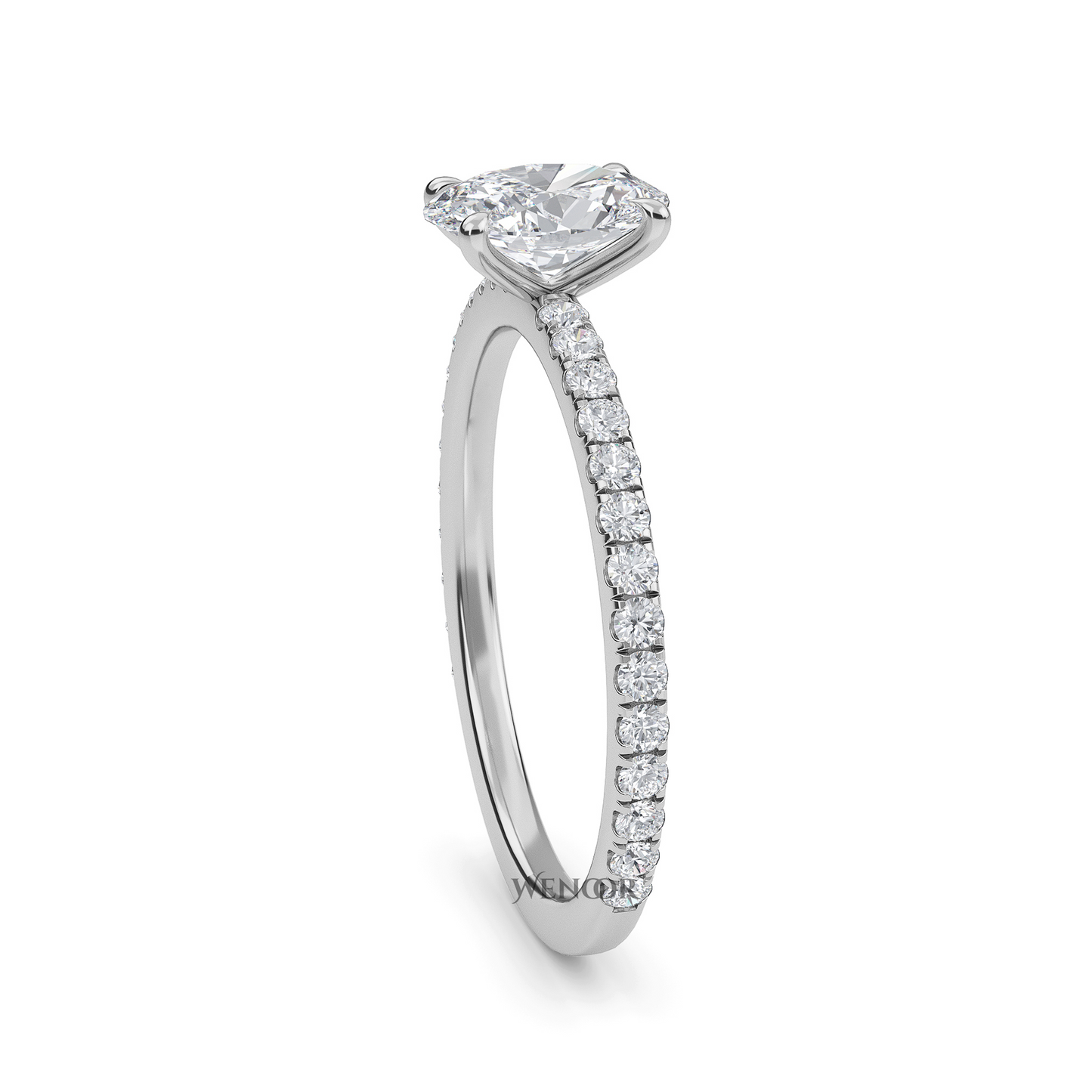 Luxury oval cut lab-grown diamond engagement ring in 18K white gold