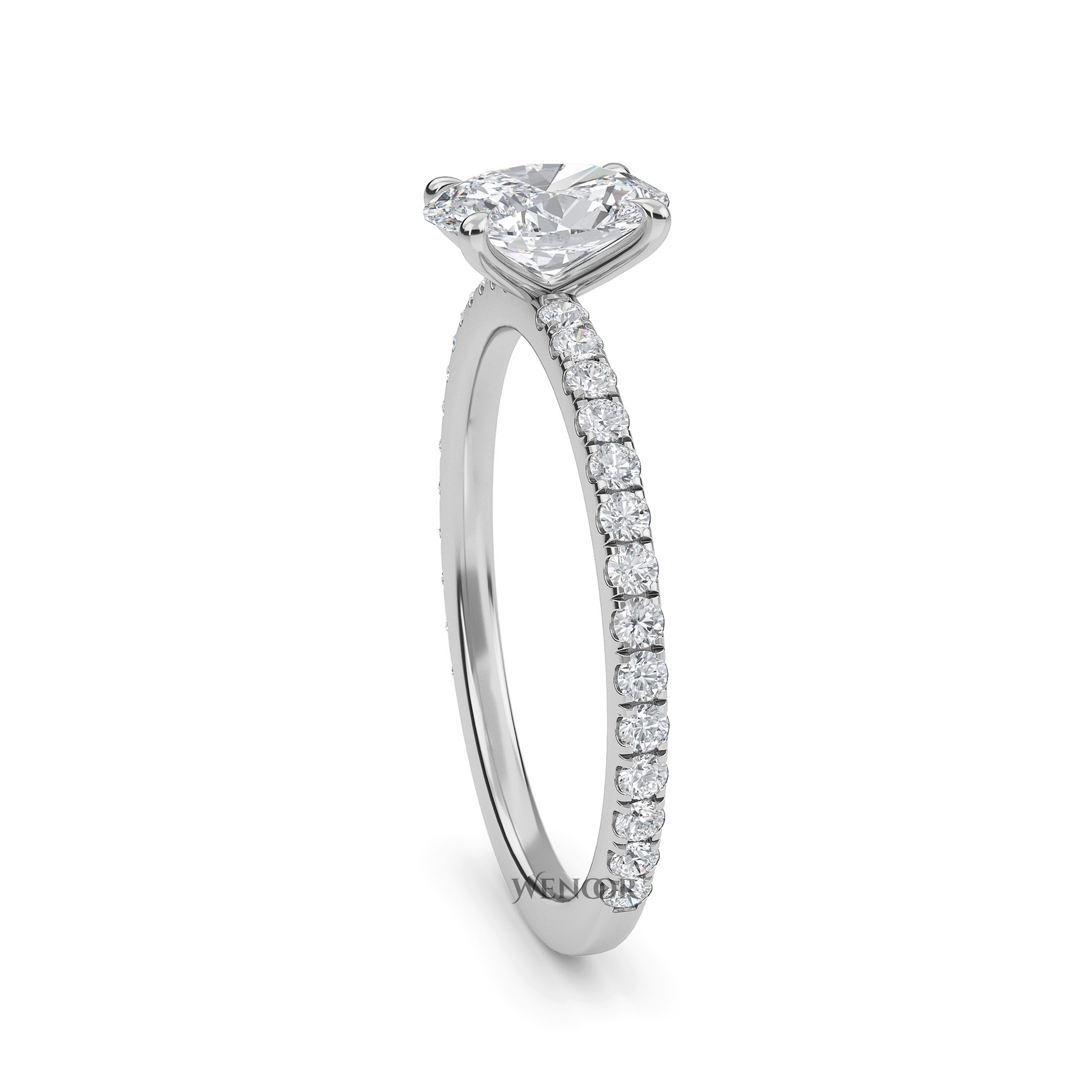 Luxury oval cut lab-grown diamond engagement ring in 18K white gold