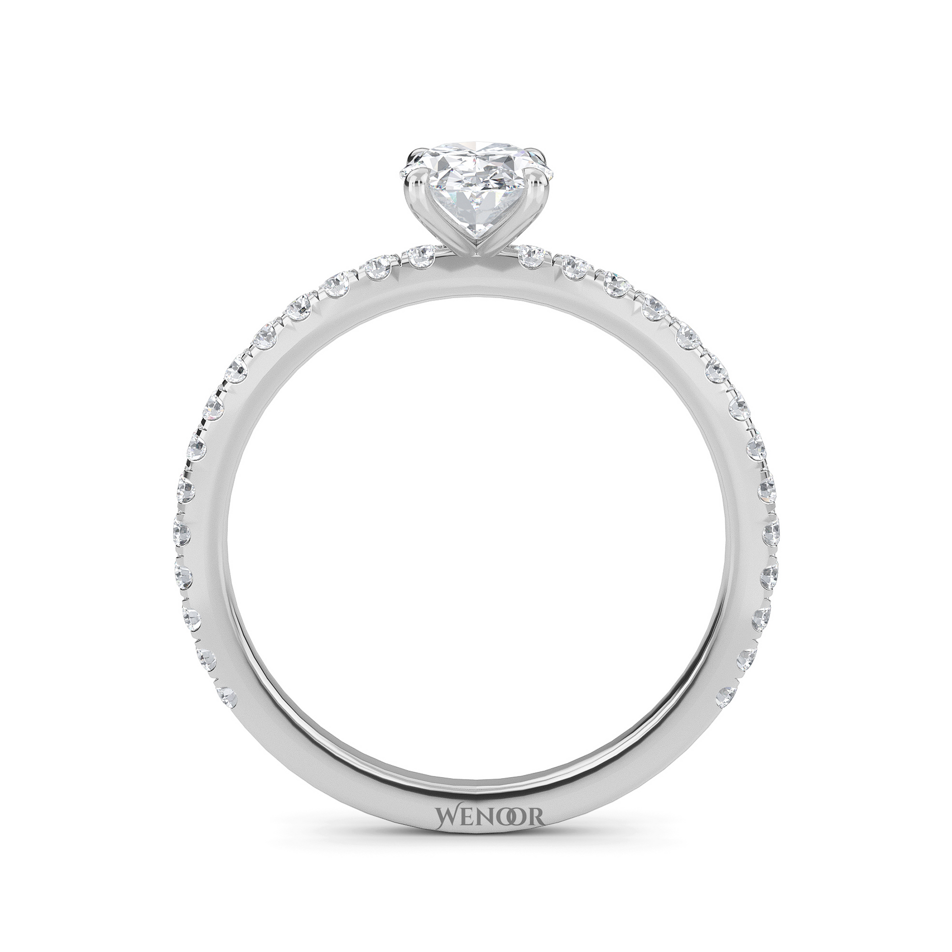 Luxury oval cut lab grown diamond engagement ring in 18K white gold
