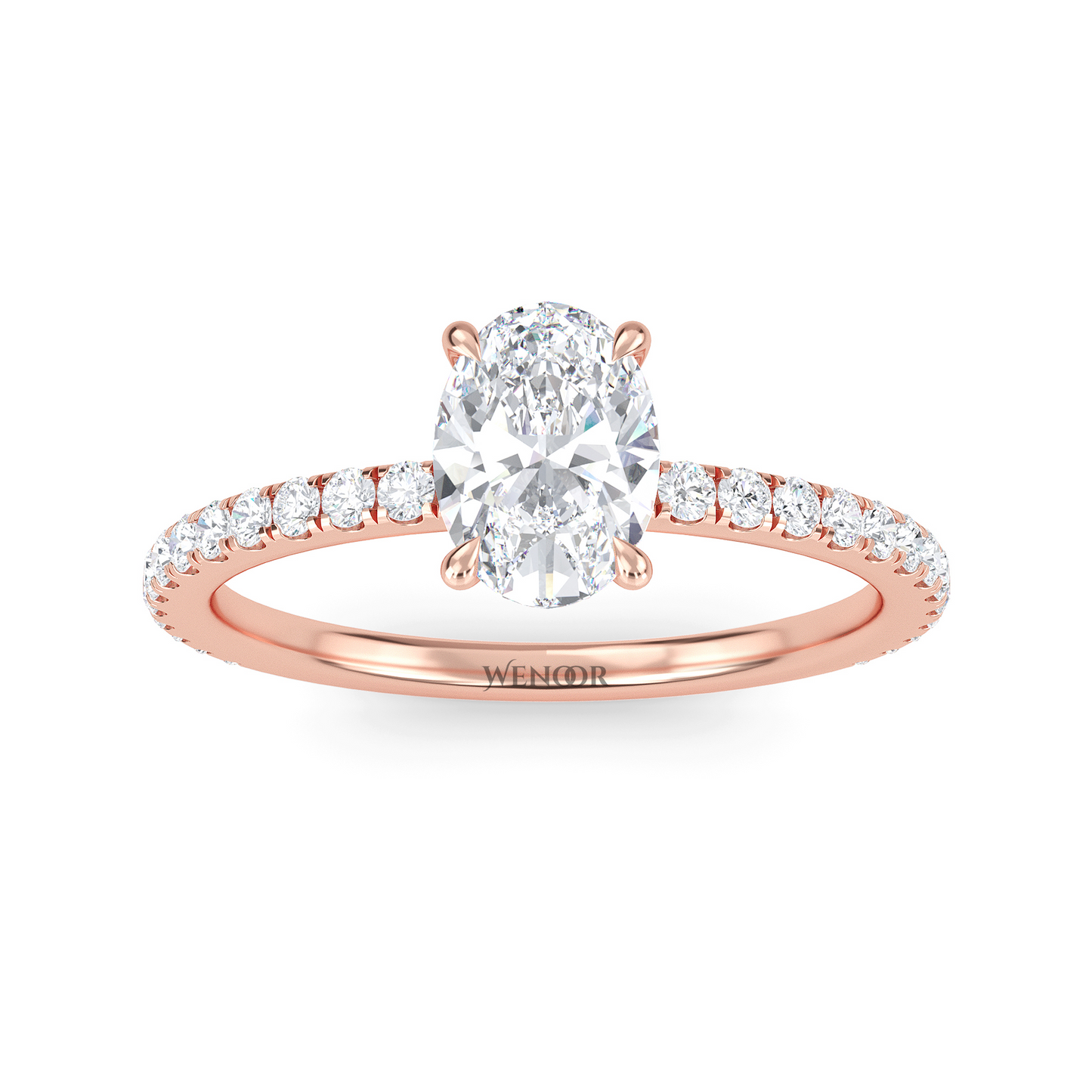 Luxury oval cut lab grown diamond engagement ring in 18K rose gold