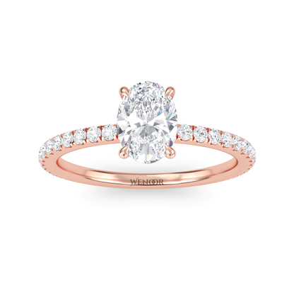 Luxury oval cut lab grown diamond engagement ring in 18K rose gold
