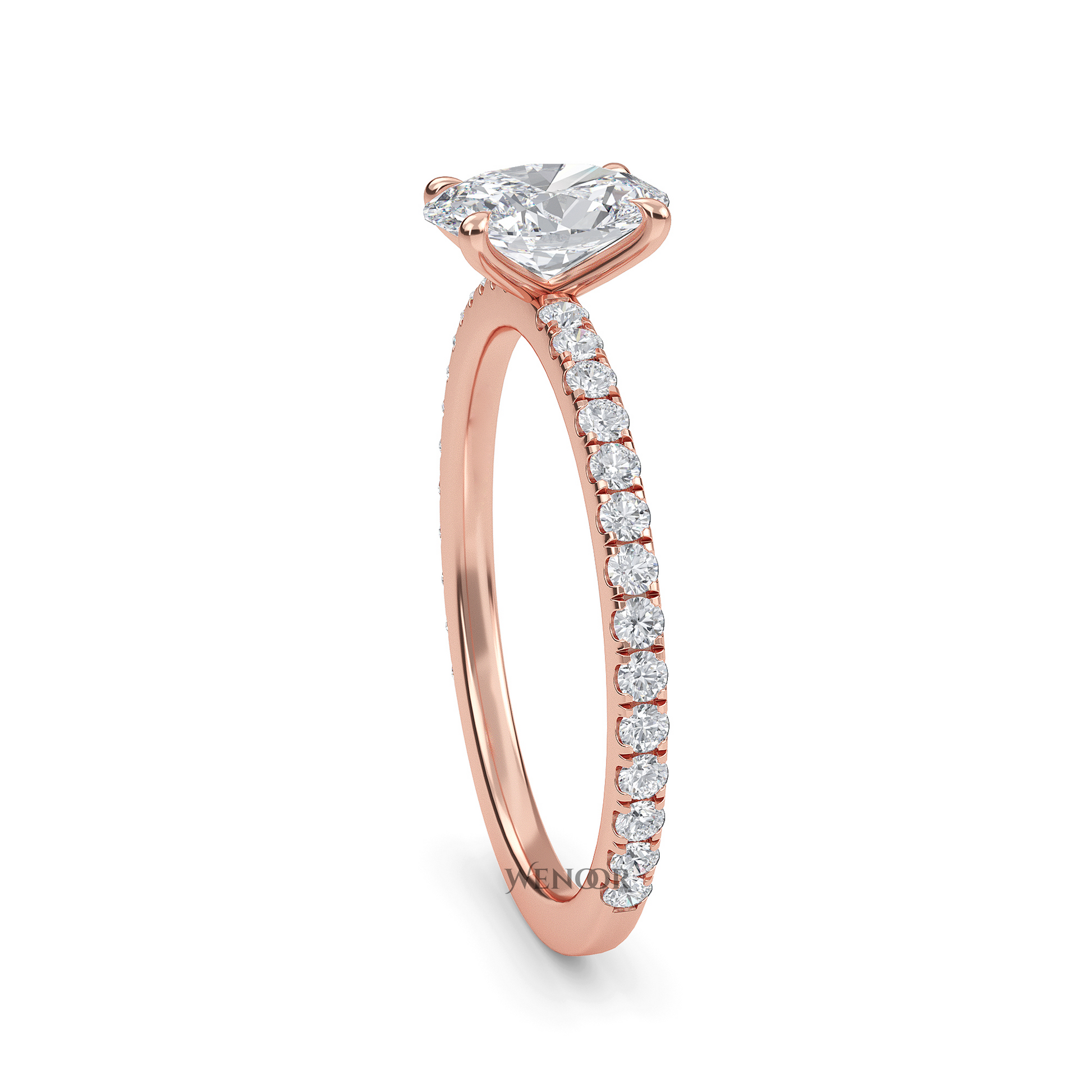 Luxury oval cut lab grown diamond engagement ring in 18K rose gold