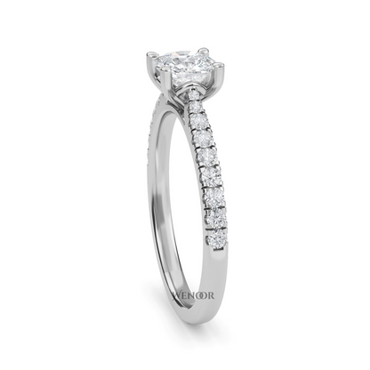 Romantic cushion cut lab diamond engagement ring with accent style