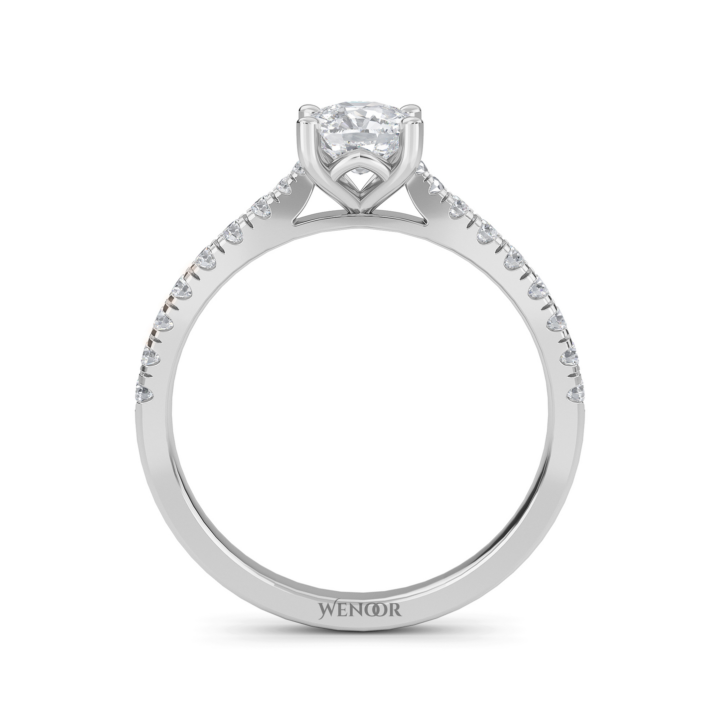 Romantic cushion cut lab diamond engagement ring with accent style