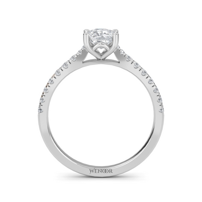 Romantic cushion cut lab diamond engagement ring with accent style