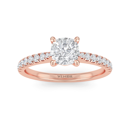 Romantic cushion cut lab diamond engagement ring with accent style