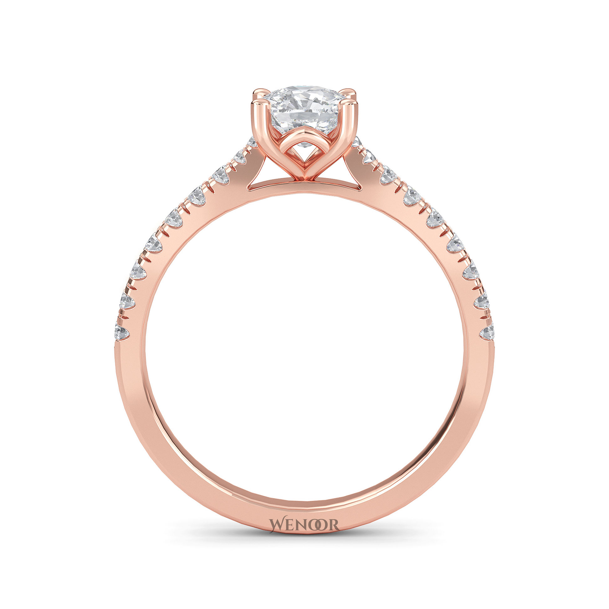 Romantic cushion cut lab diamond engagement ring with accent style