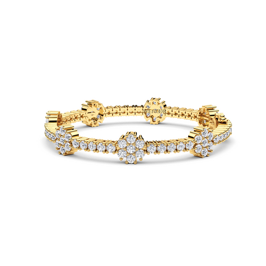 14K Gold Floral Tennis Bracelet with Round Lab Diamonds Bridal jewelry for weddings and anniversaries gift