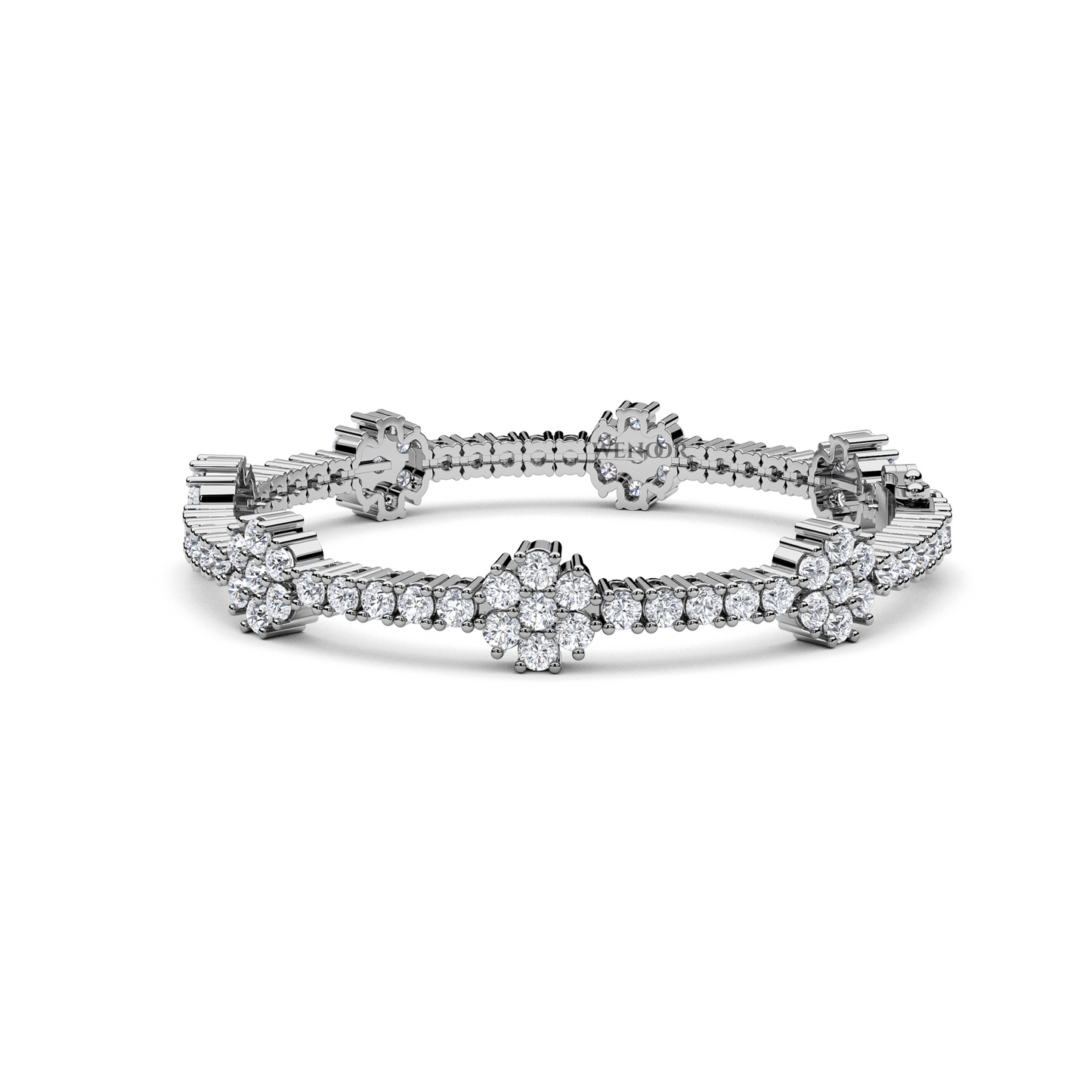 14K Gold Floral Tennis Bracelet with Round Lab Diamonds Bridal jewelry for weddings and anniversaries gift