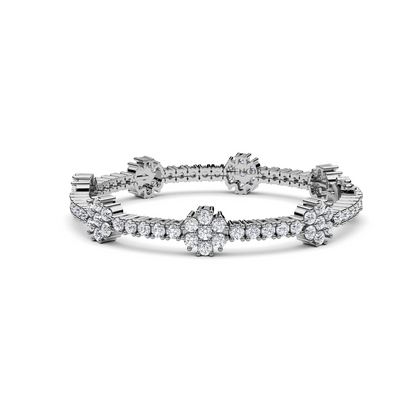 14K Gold Floral Tennis Bracelet with Round Lab Diamonds Bridal jewelry for weddings and anniversaries gift