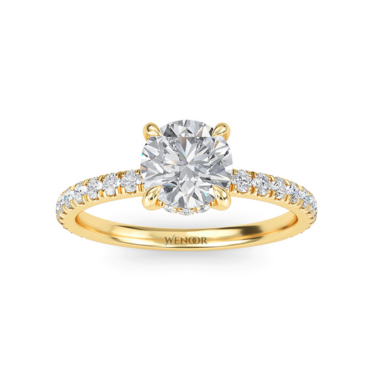 Women's round cut lab created diamond ring with hidden halo