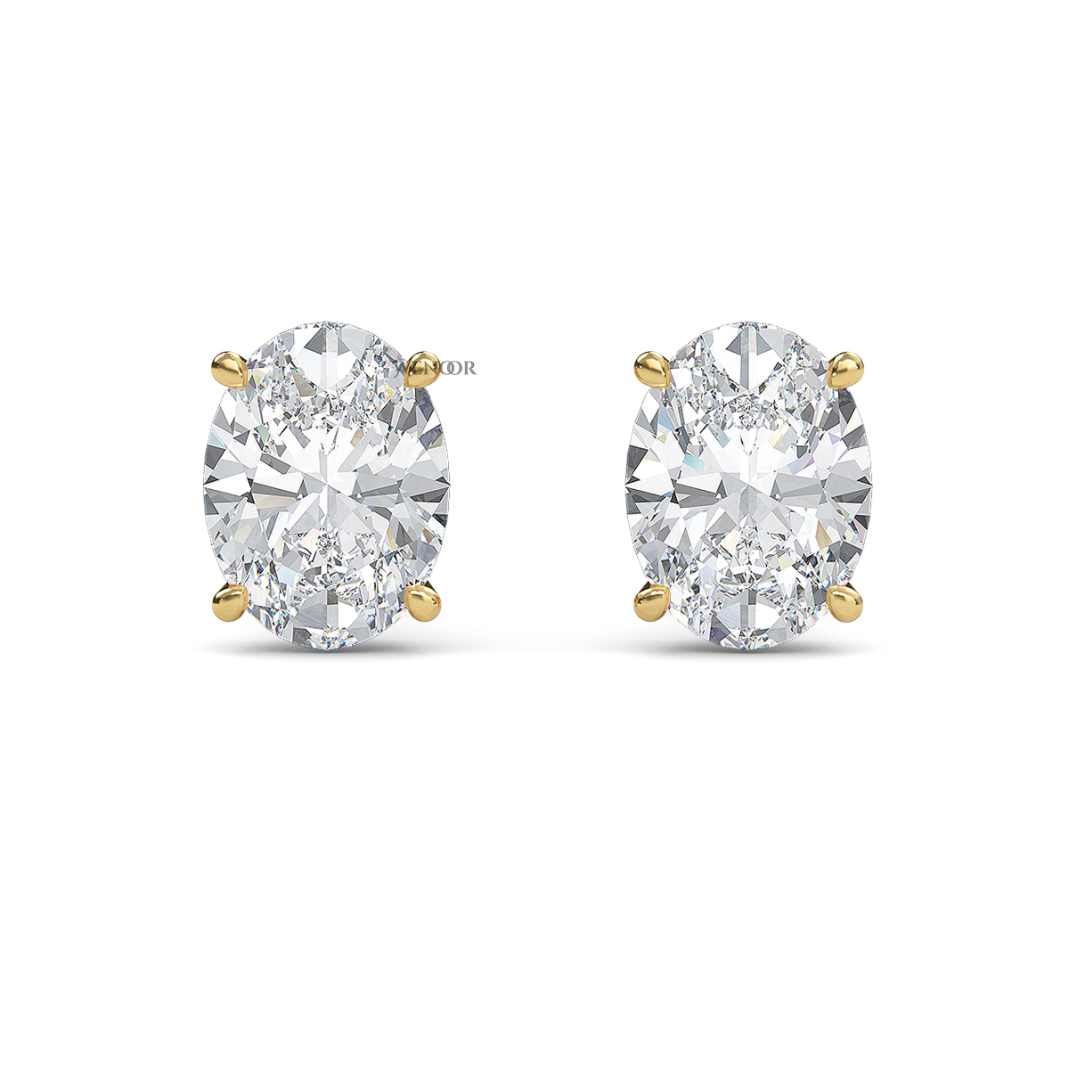 Oval lab diamond stud earrings in gold  ethical luxury for daily wear.