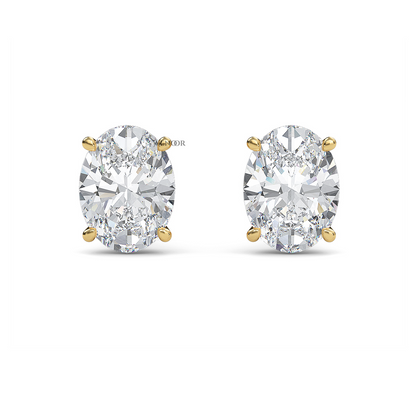 Oval lab diamond stud earrings in gold  ethical luxury for daily wear.