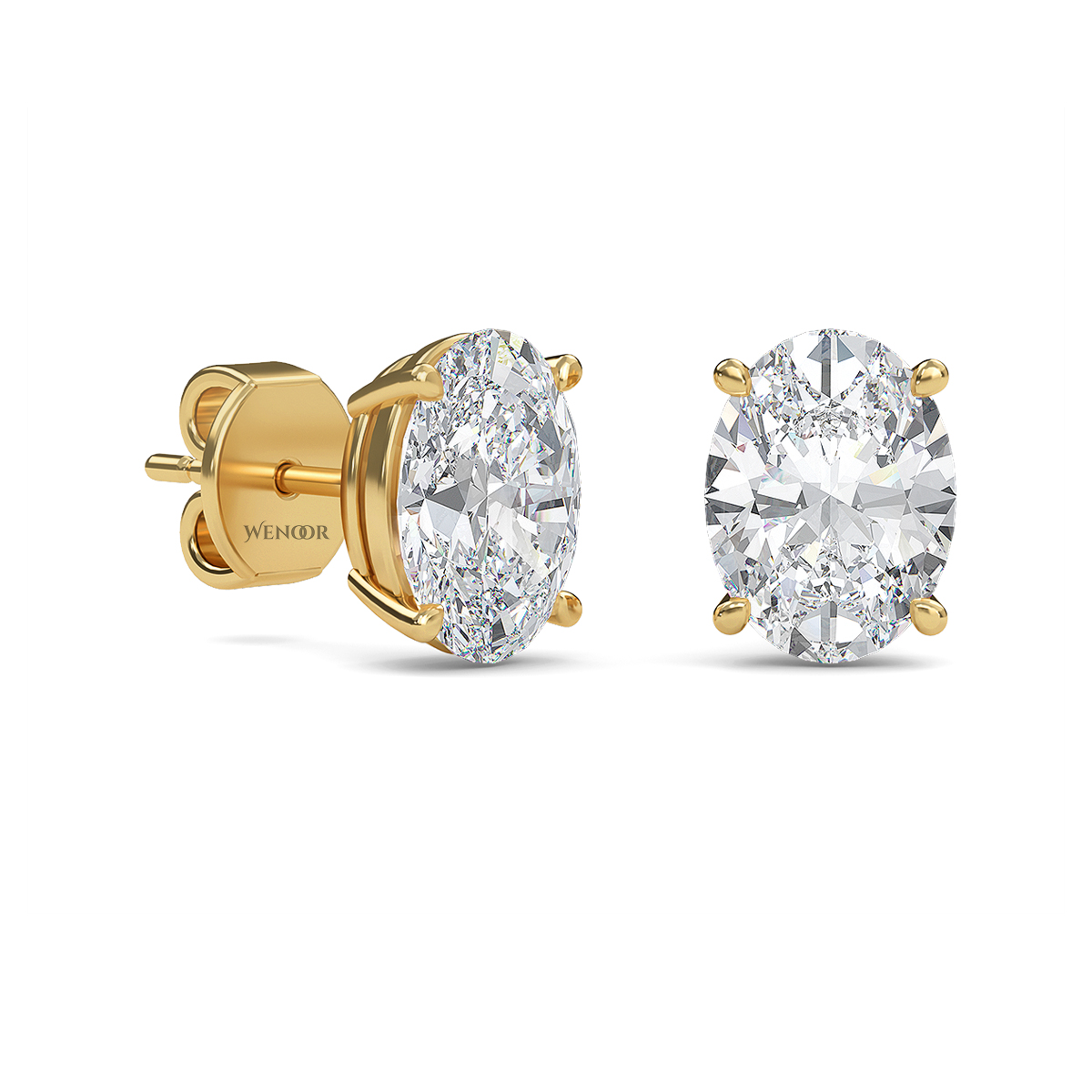 Oval lab diamond stud earrings in gold  ethical luxury for daily wear.