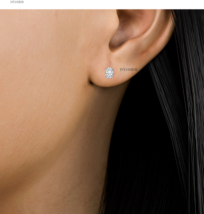 Oval lab diamond stud earrings in gold  ethical luxury for daily wear.