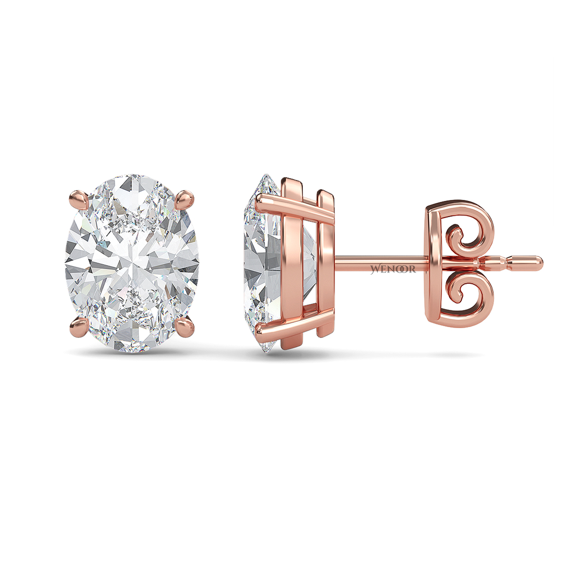 Oval lab diamond stud earrings in gold  ethical luxury for daily wear.
