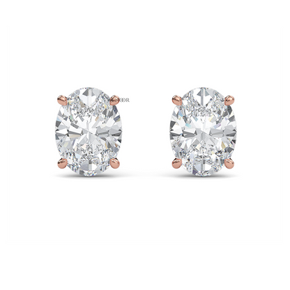 Oval lab diamond stud earrings in gold  ethical luxury for daily wear.