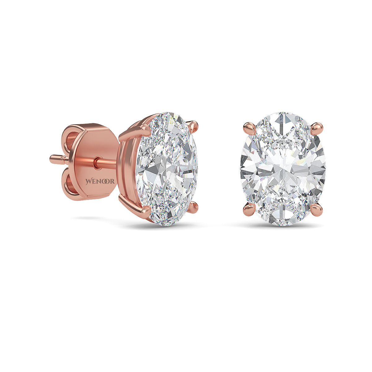 Oval lab diamond stud earrings in gold  ethical luxury for daily wear.