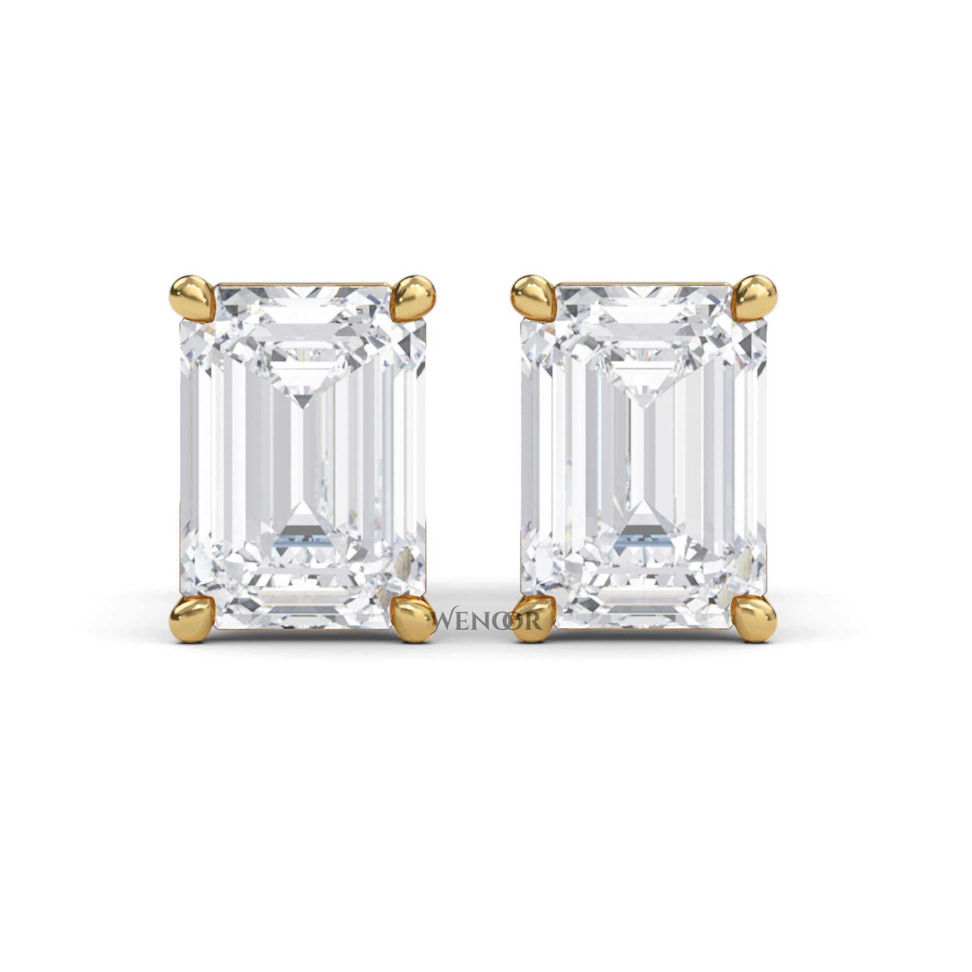 Luxury emerald cut lab diamond stud earrings with a sleek solitaire setting for timeless appeal.