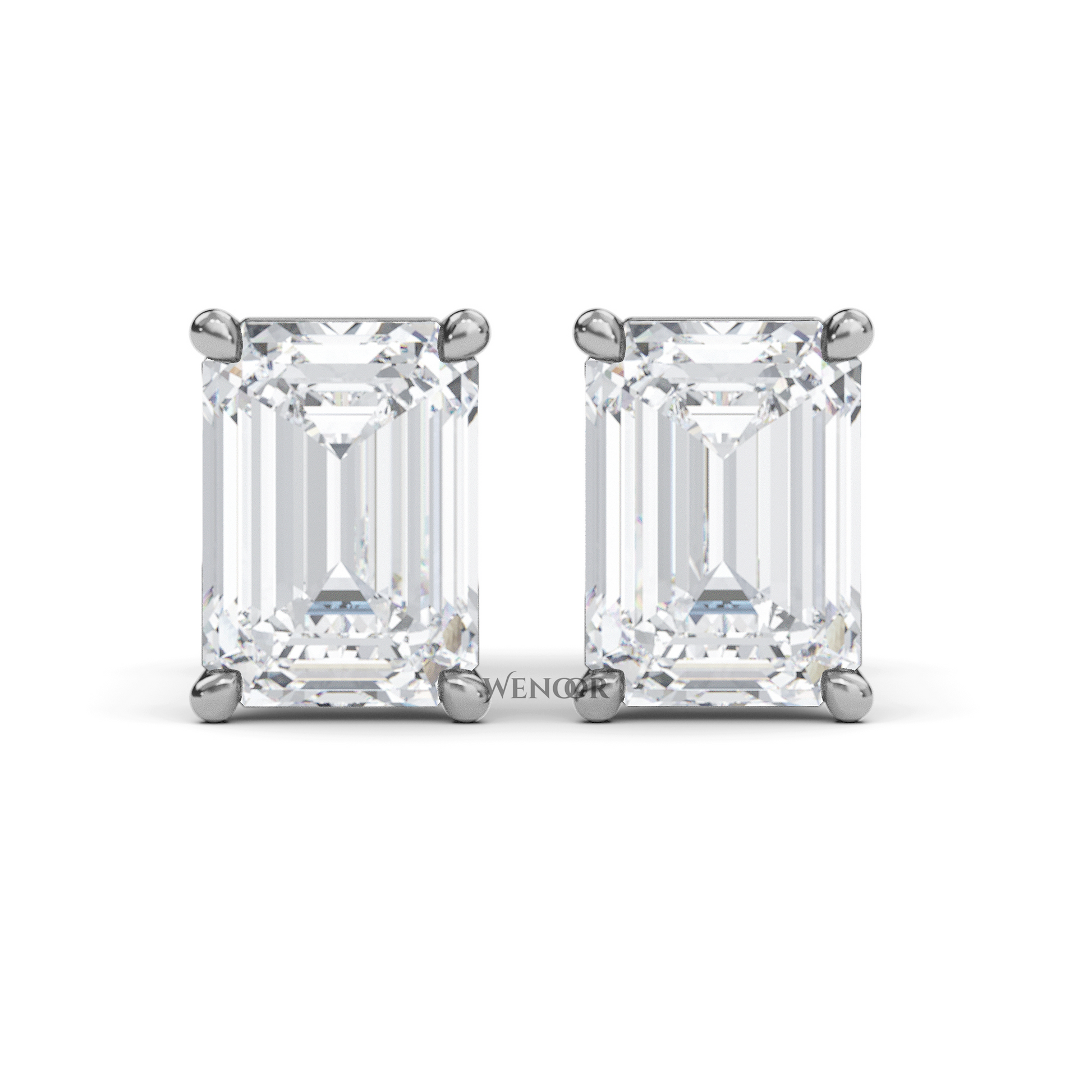 Luxury emerald cut lab diamond stud earrings with a sleek solitaire setting for timeless appeal.