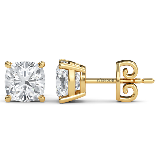 Sustainable cushion cut solitaire earrings crafted 