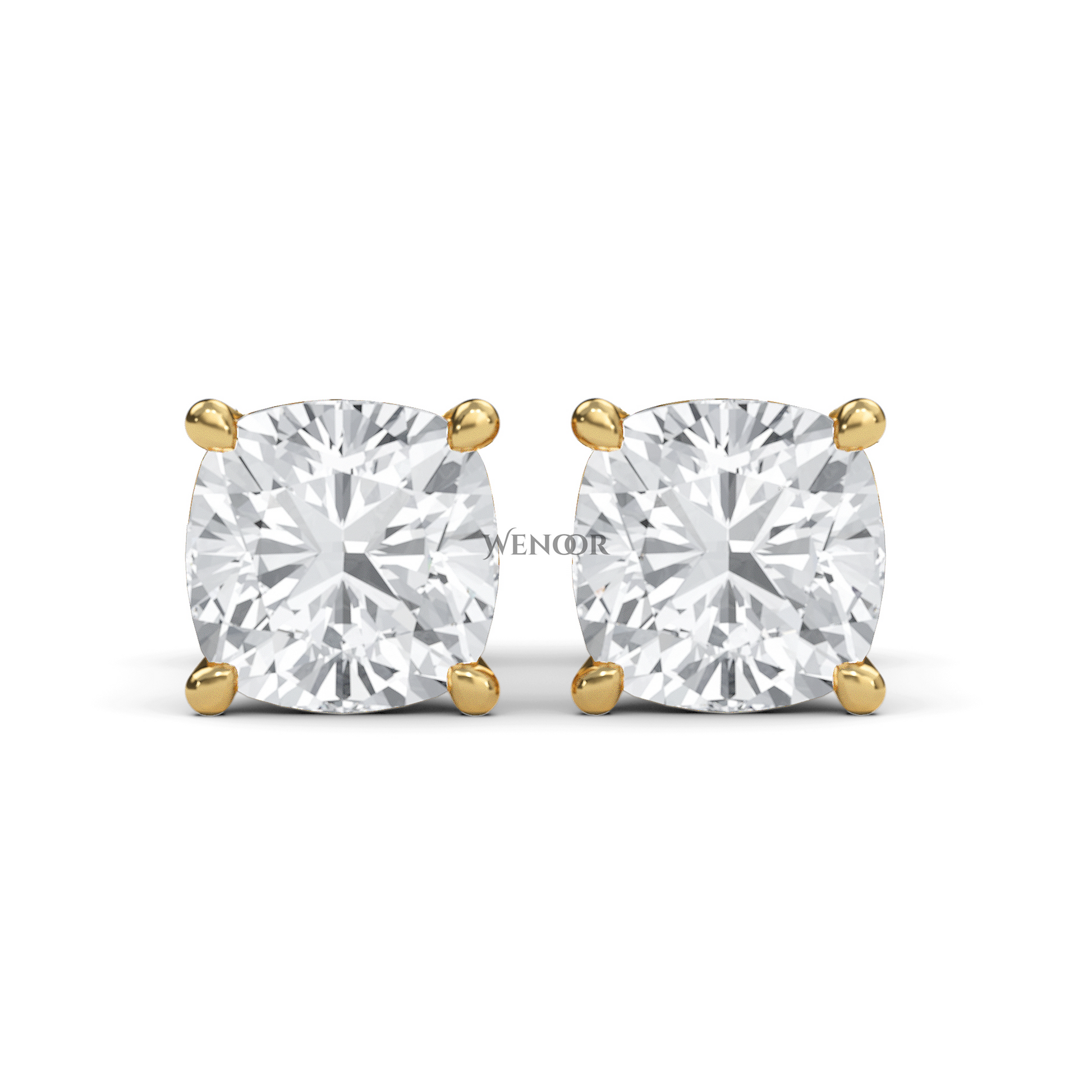 Sustainable cushion cut solitaire earrings crafted 