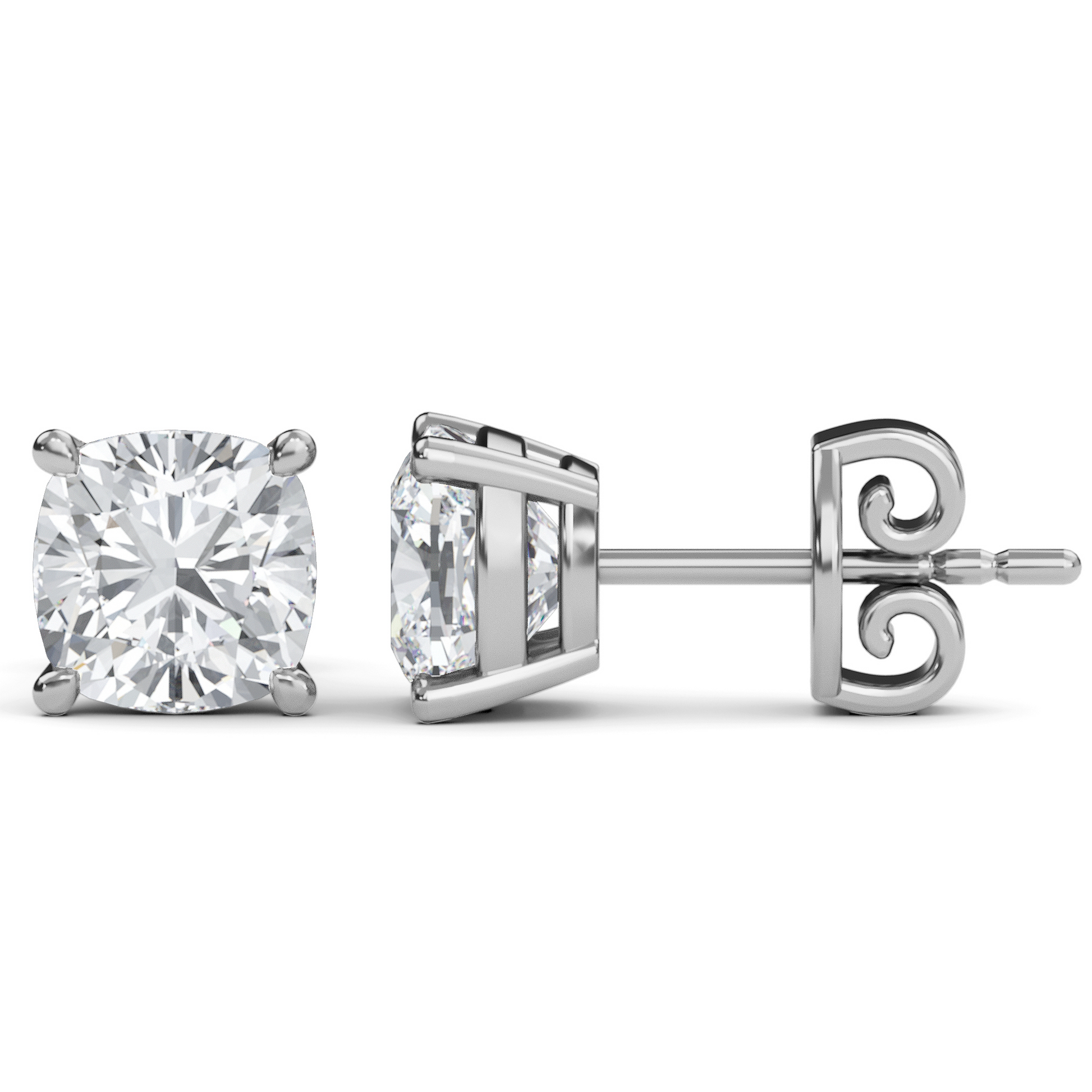Sustainable cushion cut solitaire earrings crafted 