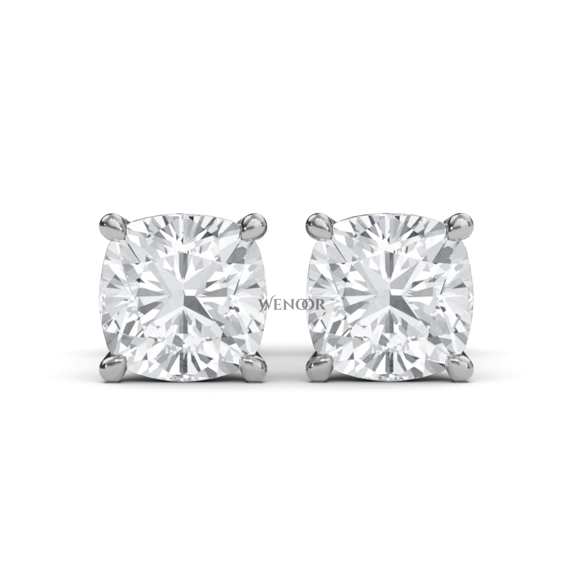 Sustainable cushion cut solitaire earrings crafted 