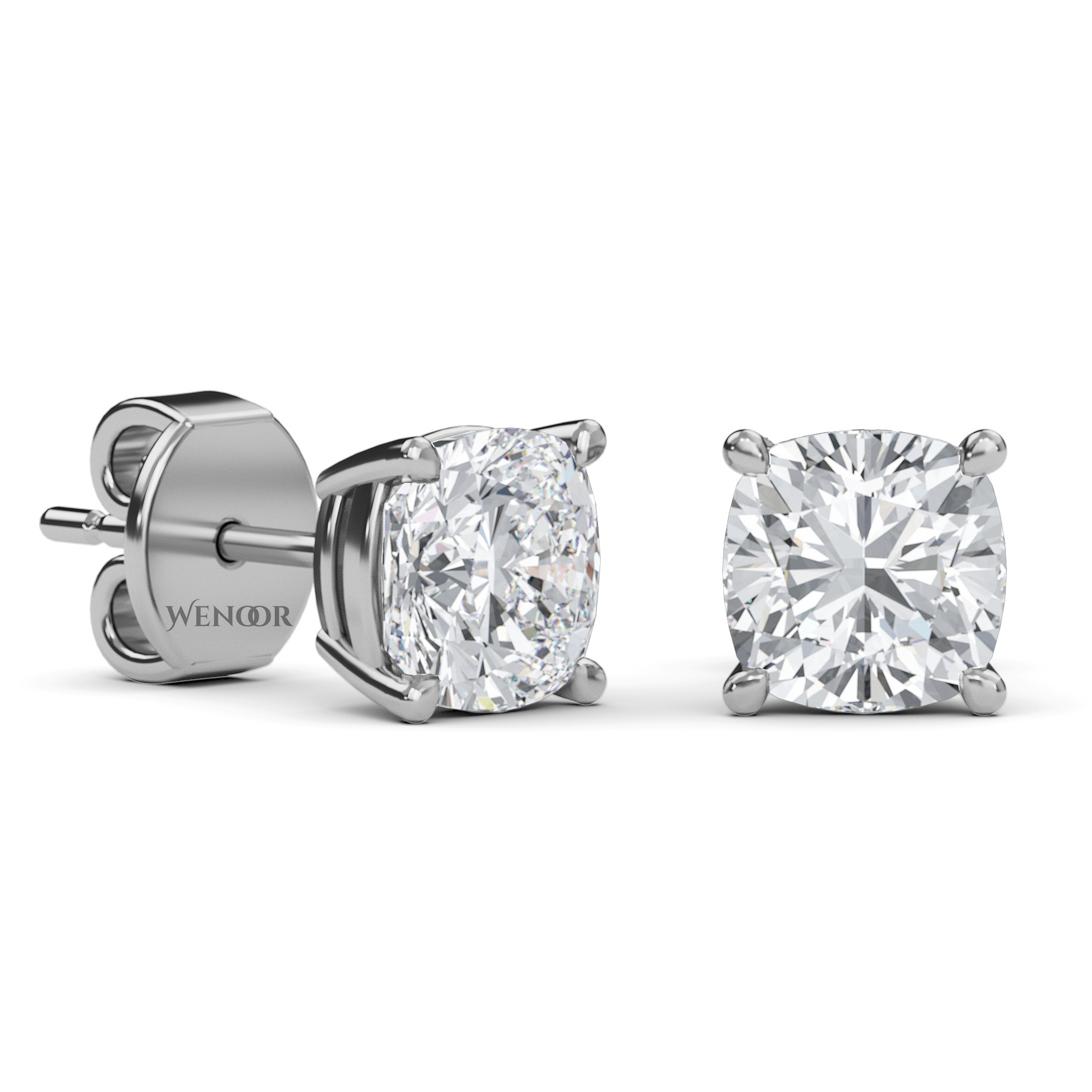 Sustainable cushion cut solitaire earrings crafted 