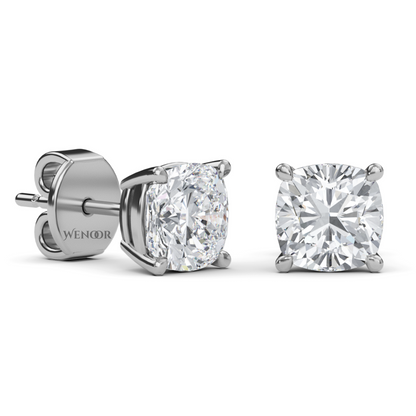 Sustainable cushion cut solitaire earrings crafted 