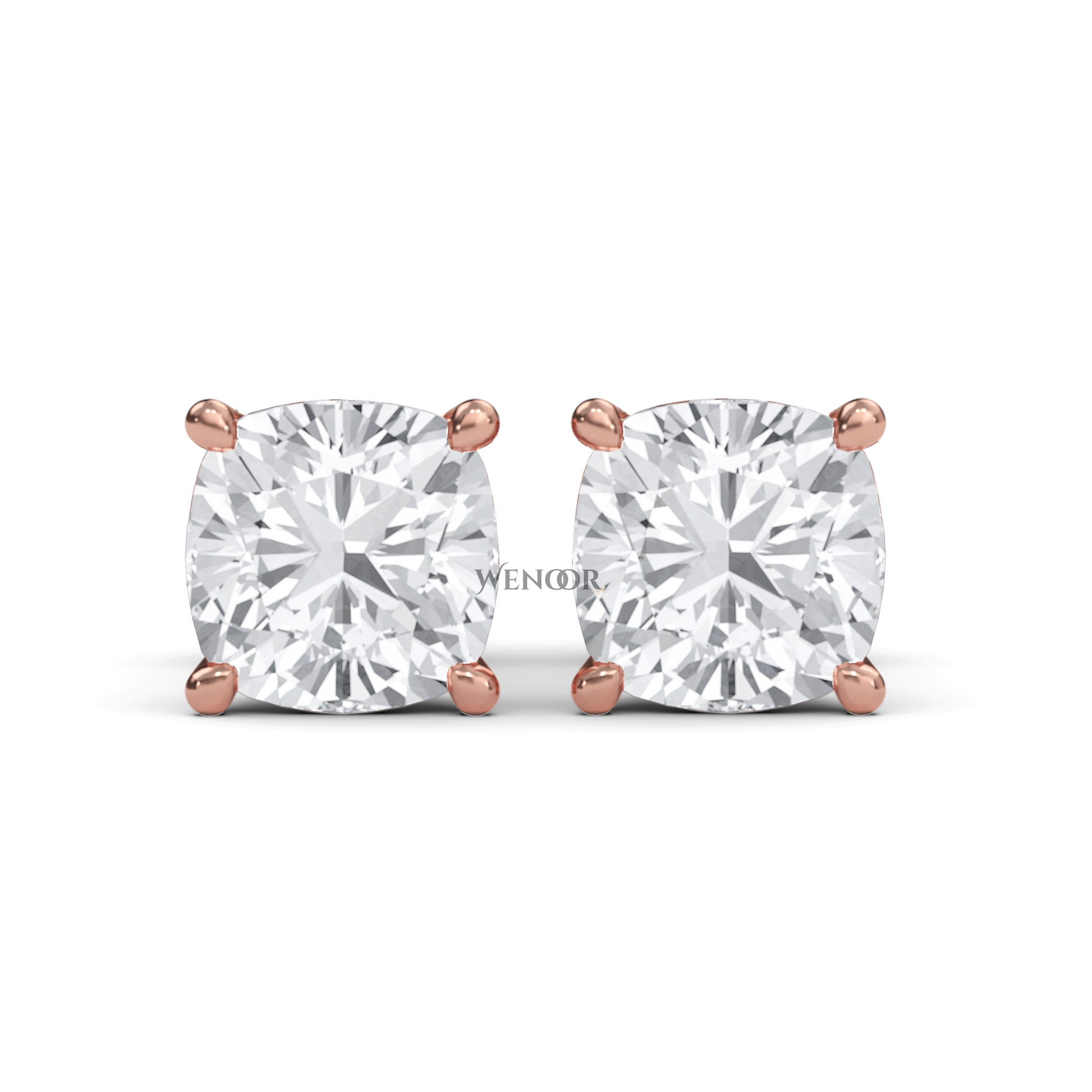 Sustainable cushion cut solitaire earrings crafted 