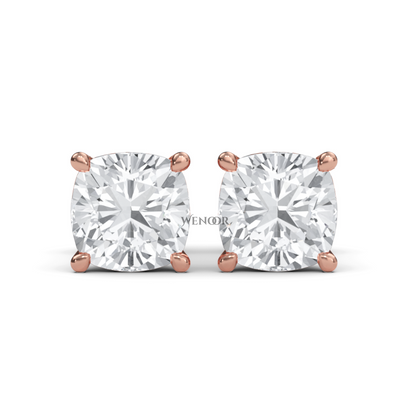 Sustainable cushion cut solitaire earrings crafted 