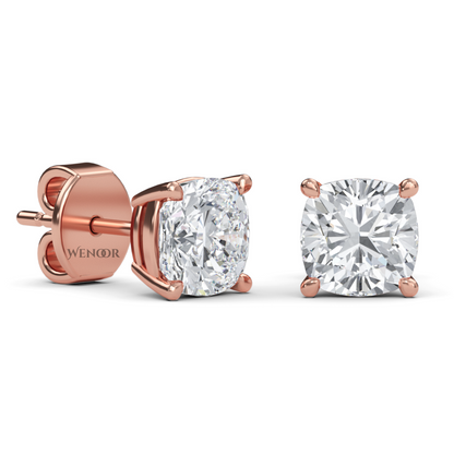 Sustainable cushion cut solitaire earrings crafted 