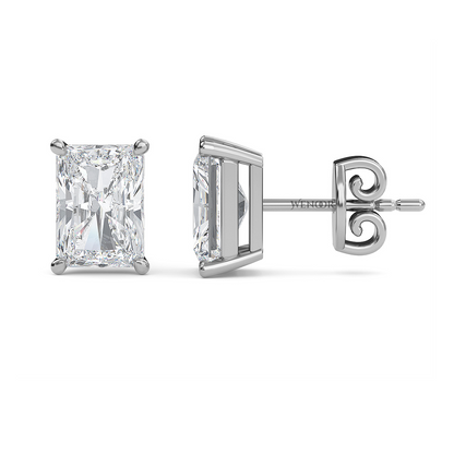 Radiant Cut Lab Grown Diamond Stud Earrings in 14K Gold - Conflict Free, Brilliance for Everyday Wear.