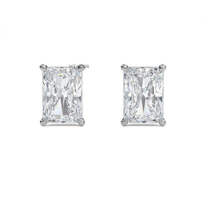 Radiant Cut Lab Grown Diamond Stud Earrings in 14K Gold - Conflict Free, Brilliance for Everyday Wear.
