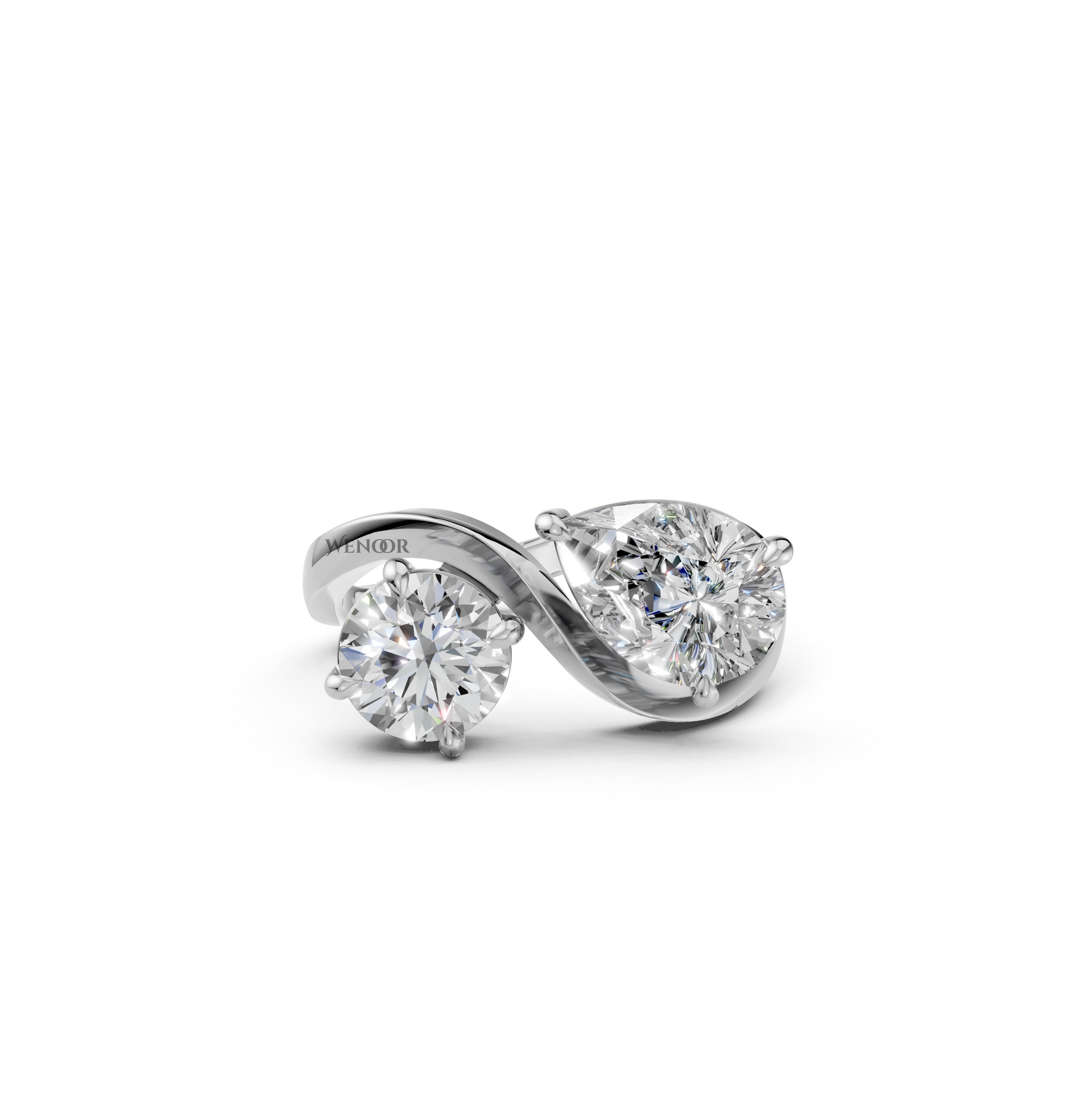 Toi et Moi Engagement Ring with Round Brilliant & Pear Cut Lab Grown Diamonds