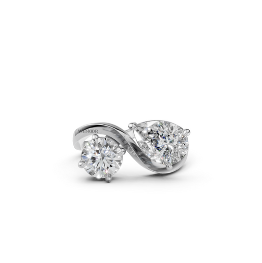 Toi et Moi Engagement Ring with Round Brilliant & Pear Cut Lab Grown Diamonds