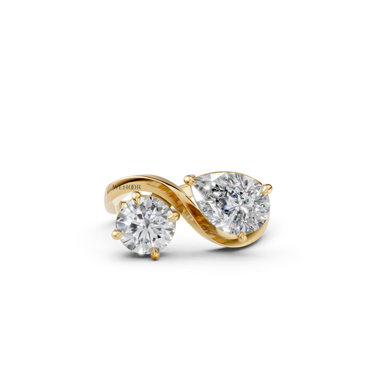 Toi et Moi Engagement Ring with Round Brilliant & Pear Cut Lab Grown Diamonds