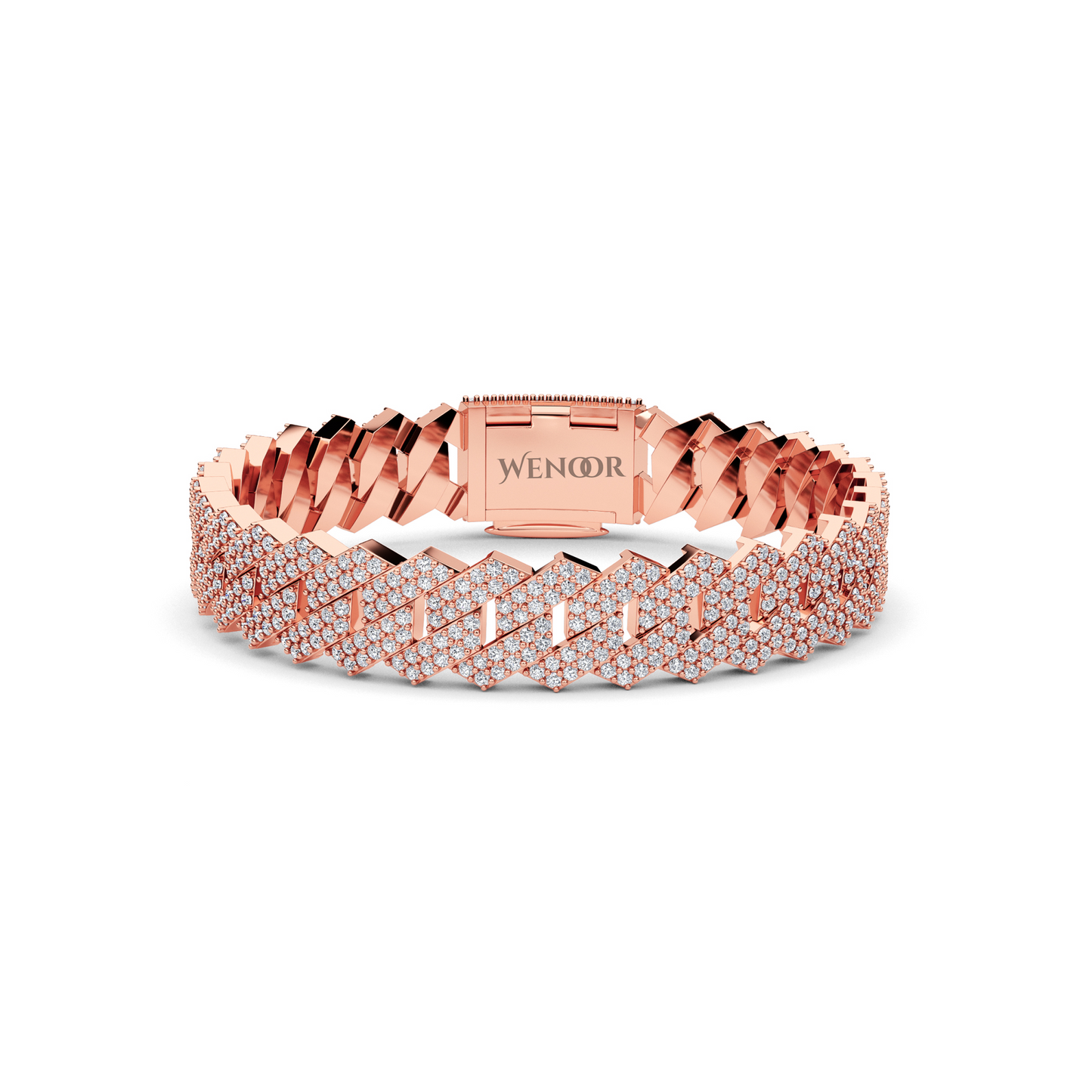 14K solid gold Miami Cuban link bracelet with lab diamonds, sparkling stones for luxurious unisex jewelry