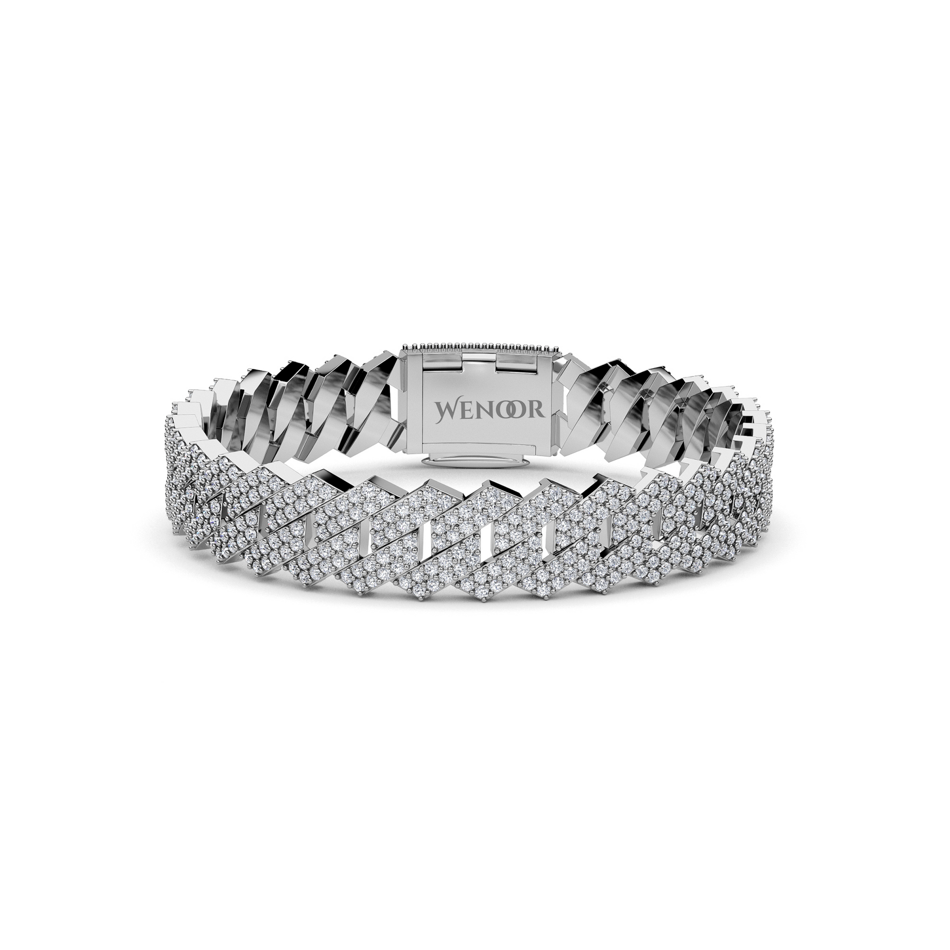 14K solid gold Miami Cuban link bracelet with lab diamonds, sparkling stones for luxurious unisex jewelry