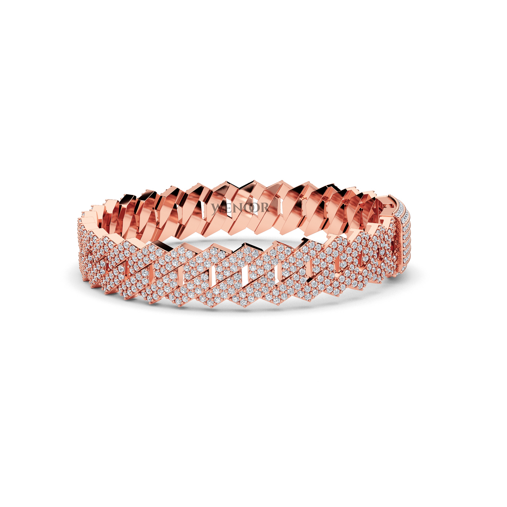 14K solid gold Miami Cuban link bracelet with lab diamonds, sparkling stones for luxurious unisex jewelry