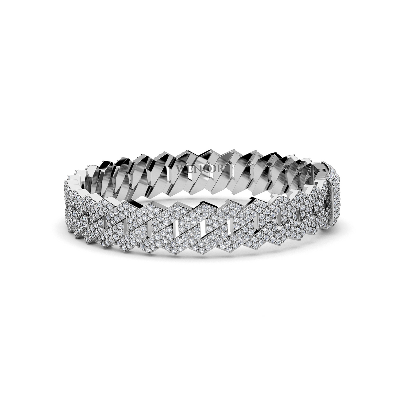 14K solid gold Miami Cuban link bracelet with lab diamonds, sparkling stones for luxurious unisex jewelry