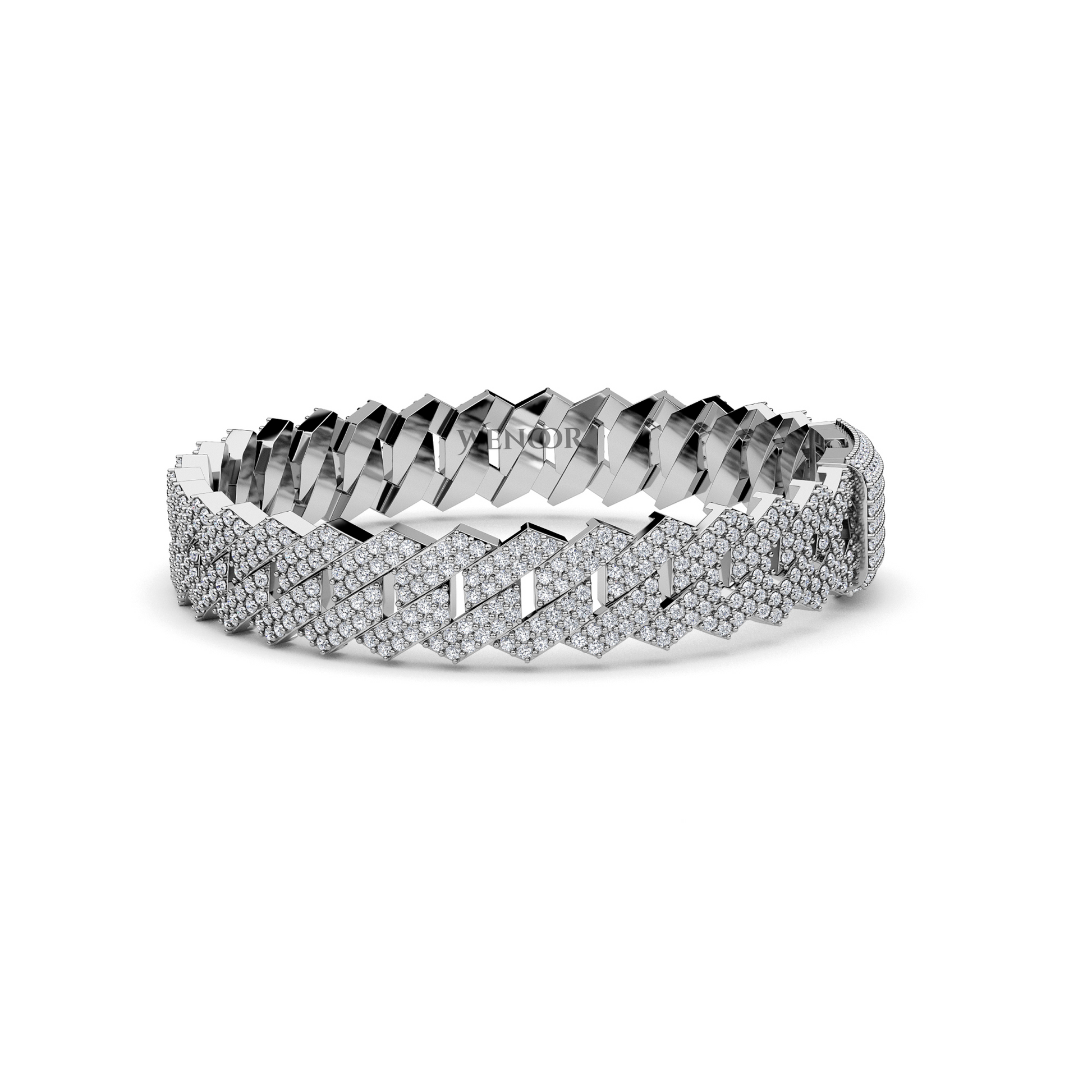 14K solid gold Miami Cuban link bracelet with lab diamonds, sparkling stones for luxurious unisex jewelry