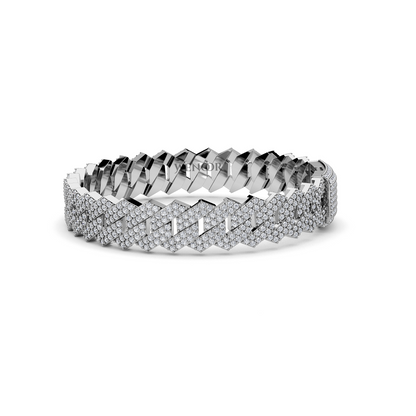 14K solid gold Miami Cuban link bracelet with lab diamonds, sparkling stones for luxurious unisex jewelry